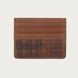 Lucky Brand Plaid Embossed Leather Trifold Wallet - Women's Accessories Clutch Wallet in Dark Brown