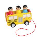 Constructive Playthings Push and Pull Toys - Yellow Pull Along School Bus & Passenger Set