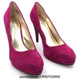 Nine West Shoes | Deep Pink Nine West Suede Platform Heel Pumps 7.5 | Color: Pink/Purple | Size: 7.5