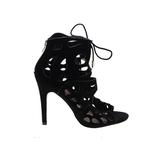 Aldo Heels: Black Print Shoes - Women's Size 7 1/2 - Peep Toe
