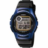 Casio Men s Black Resin Strap Digital Sport Watch Blue Accents W213-2AV
