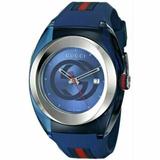 Gucci Ya137104 Sync Blue Dial Silicone Strap Men's Watch - Blue