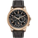 Citizen Calendrier Bu2023-04e Stainless Steel With Leather Strap Men´s