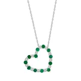 Effy® Sterling Silver Diamond And Natural Emerald Pendant, 16 In