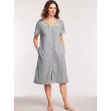 Women's Plus Zip Front Embroidered Robe, Heather Gray Grey XL