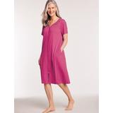 Women's Zip Front Embroidered Robe, Raspberry Rose L Misses
