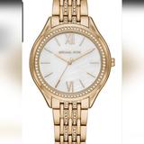 Michael Kors Accessories | Michael Kors Women's Mindy Three-Hand Gold-Tone Alloy Watch Mk7078 | Color: Gold/Tan/White | Size: Os