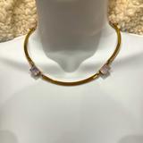 J. Crew Jewelry | Jcrew Gold Bar-Link Pink Opal Choker Necklace | Color: Gold/Pink | Size: Os