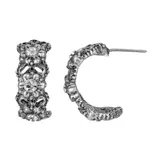 1928 Jewelry Peweter With Crystal Stone Earrings, Silver