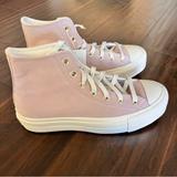 Converse Shoes | New With Box Converse Platform Chunky Heel Y2k Inspired High Top Shoes Size 8.5 | Color: Cream/Pink | Size: 8.5