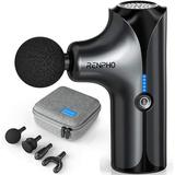 RENPHO Pocket-Sized Deep Tissue Mini Massager Gun with 4 Massage Head & Carry Case Black