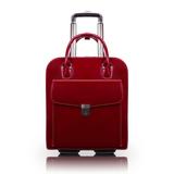McKLEIN Uptown 15 in. Red Top Grain Cowhide Leather Vertical Wheeled Ladies Laptop Briefcase