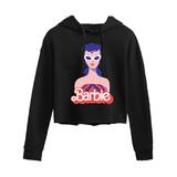 Hybrid Barbie Women's Sweatshirts and Hoodies BLACK - Black Barbie Logo Crewneck Crop Hoodie - Women & Women's Tall