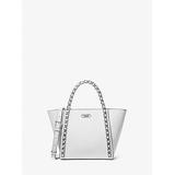 Michael Kors Westley Small Pebbled Leather Chain-Link Tote Bag White One Size