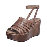 Antelope Women's Sandals Grey - Gray Cutout-Strap Leather Platform Wedge Sandal - Women