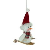 Northlight Seasonal 9.5" Skiing Snowman w/ Red Santa Hat Christmas Ornament Wood in Brown/Green/Red, Size 9.5 H x 4.5 W x 5.0 D in | Wayfair