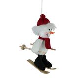 Northlight Seasonal 9.5" Skiing Snowman w/ Red Winter Hat Christmas Ornament Wood in Black/Brown/Red, Size 9.5 H x 4.0 W x 5.25 D in | Wayfair