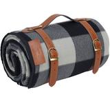 c&g outdoors Portable Oversized Picnic & Outdoor Blankets, Waterproof, Sand Proof, Black & Plaid Polyester Canvas in Gray | Wayfair SH-570