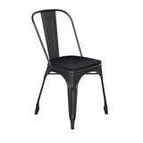 Flash Furniture CH-31230-BK-PL1B-GG Stacking Chair w/ Vertical Slat Back & Wood Seat - Steel, Black, Black Metal