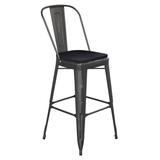 Flash Furniture ET-3534-30-BK-PL1B-GG Counter Height Commercial Bar Stool w/ Curved Back & 30" Wood Seat, Black, 30" Wood Seat , Black