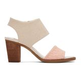 TOMS Women's Pink Peach Majorca Cutout Heel Metallic Sandals, Size 5