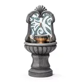Glitzhome 35.25''h European Style Faux Mosaic 3-Tier Pedestal Polyresin Outdoor Fountain With Pump And Led Light (Kd), Gray