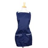 Navy Geometry,'Embroidered Navy Cotton Gabardine Apron with Front Pockets'
