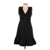 CH Carolina Herrera Cocktail Dress - A-Line V-Neck Sleeveless: Black Print Dresses - Women's Size 6