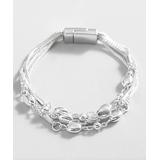 Don't AsK Women's Bracelets Silver - Silvertone Oval Beaded Magnetic Layered Bracelet
