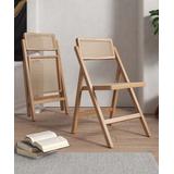 Manhattan Comfort Indoor Chairs Nature - Nature Cane Pullman Folding Dining Chair - Set of 4
