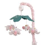 NoJo Girls' Crib Mobiles Pink - Pink & Jungle Gray Tropical Princess Elephant Musical Mobile
