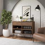 Mercury Row® Bar Cabinet Wood/Metal in Brown, Size 32.08 H x 17.99 D in | Wayfair F556E554696A4E7AABE8859F9DA76688
