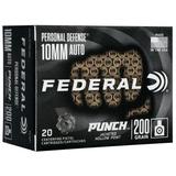 "Federal Premium Personal Defense Punch 10mm Auto 200 Grain Jacketed Hollow Point Nickel Plated Brass Cased Centerfire Pistol Ammo 20 Rounds PD10P1"