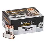 "SIG SAUER V-Crown Ammo .40 S&W 165 grain Jacketed Hollow Point Brass Cased Centerfire Pistol Ammo 50 Rounds E40SW1-50"
