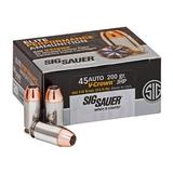 "SIG SAUER V-Crown Ammo .45 ACP 200 grain Jacketed Hollow Point Brass Cased Centerfire Pistol Ammo 50 Rounds E45AP1-50"
