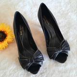 Kate Spade Shoes | Kate Spade Black Bow Peep-Toe Pumps | Color: Black | Size: 5.5