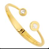 Kate Spade Jewelry | Kate Spade Spot The Spade Open Hinge Bangle Bracelet White Crystal Gold Tone | Color: Gold | Size: Os