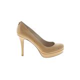 MICHAEL Michael Kors Heels: Slip On Platform Minimalist Tan Solid Shoes - Women's Size 7 - Round Toe