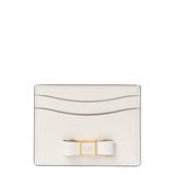 Morgan Embellished Bow Saffiano Leather Card Case