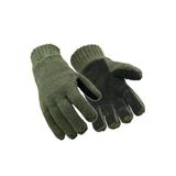 RefrigiWear Thinsulate Insulated Fleece Lined 100% Ragg Wool Leather Palm Gloves (Green X-Large)