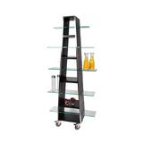 Eastern Tabletop 1805BK Multi-Level Mobile Buffet Display Tower - 17 1/2"L x 17 1/2"W x 76"H, Bamboo, Black