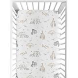 Sweet Jojo Designs Fitted Crib Sheet Polyester in Brown/Gray/White, Size 28.0 W x 52.0 D in | Wayfair CribSheet-Serengeti-PRT