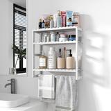 Latitude Run® Solid Wood Wall Mounted Bathroom Shelves Solid Wood in Brown, Size 16.9 H x 16.62 W x 5.9 D in | Wayfair