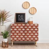 East Urban Home Little Arrow Design Co Block Print Suns On Rust 2 Door Credenza Cabinet Wood in Brown/White, Size 30.0 H x 35.5 W x 17.5 D in