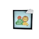 Indigo Safari Lion Blessed Nursery Time Wood Wall Decor Wood in Black/Blue/Brown, Size 8.5 H x 8.5 W x 1.5 D in | Wayfair