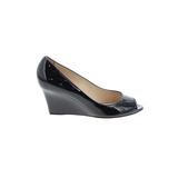 Jimmy Choo Wedges: Black Print Shoes - Women's Size 37.5 - Peep Toe