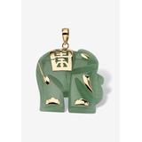 Women's 14K Gold Genuine Green Jade Good Luck Elephant Charm Pendant Jewelry by PalmBeach Jewelry in Jade