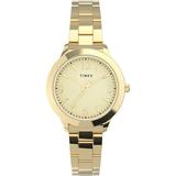 Timex Women s Premium Dress 32mm Watch – Gold-Tone Case & Dial with Stainless Steel Bracelet