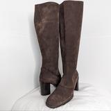 American Eagle Outfitters Shoes | Aeo Nwot Suede Tall Winter Boots Stacked Heel 7 Chocolate Brown | Color: Brown | Size: 7