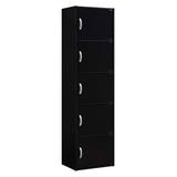 Inbox Zero Kirie 5 - Shelf Storage Cabinet Wood in Black, Size 59.1 H x 15.9 W x 11.8 D in | Wayfair 6272045C0EC749A8953F4475ABCBAB61